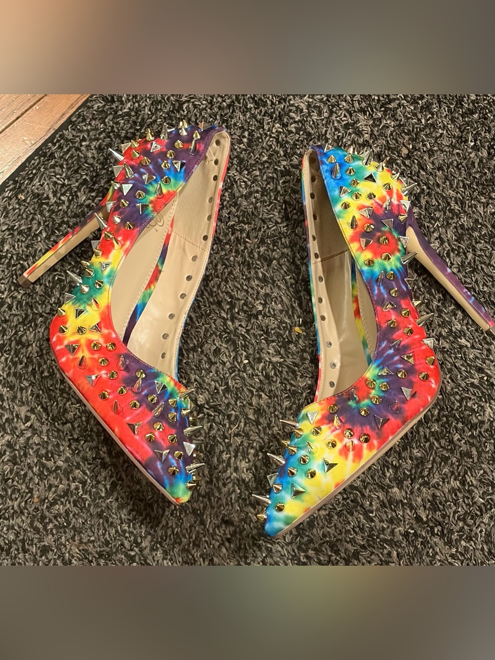 Liliana Multicolored Tie Dye High Heel Spiked Pumps Size 10